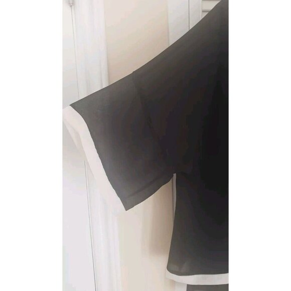 S.CHARMA BLACK BATWING SLEEVE IRREGULAR HEM CHIFFON BLOUSE TOP SZ XL - Picture 8 of 8